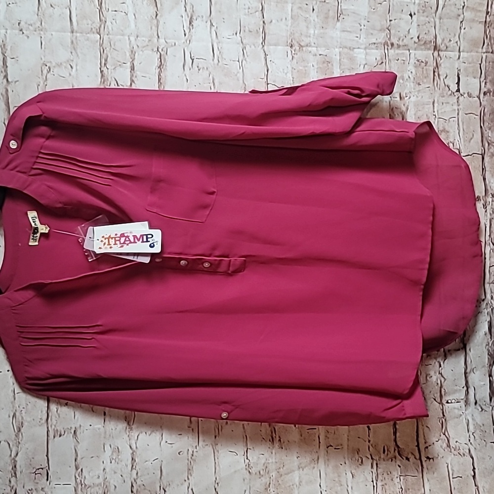 Tramp blouse top sheer pink large nwt